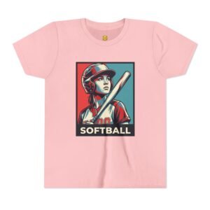 softball player graphic tee — vintage poster style softball t‑shirt in youth sizes