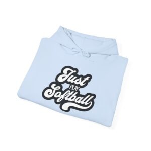 softball hoodie – "just play softball" retro script hooded sweatshirt