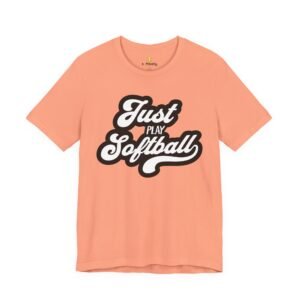 just play softball retro script t‑shirt (in pinks)
