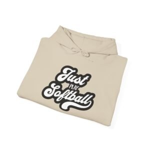 softball hoodie – "just play softball" retro script hooded sweatshirt