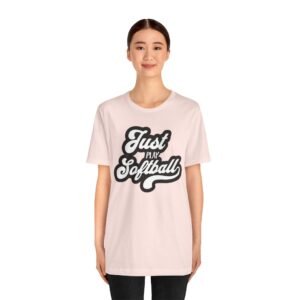 just play softball retro script t‑shirt (in pinks)