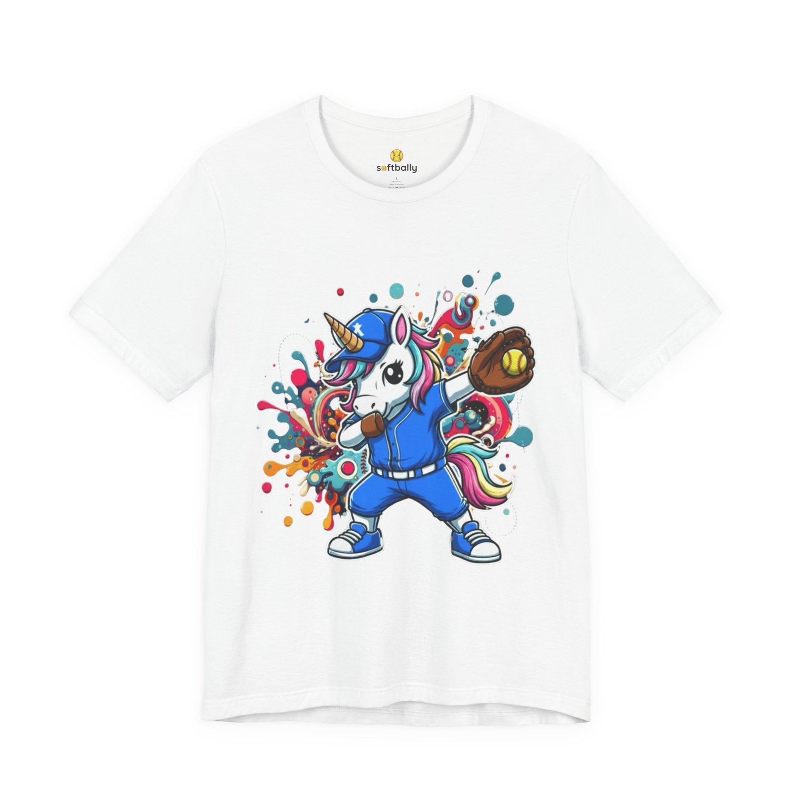 dabbing unicorn softball tee — colorful sports fun graphic t shirt dabbing unicorn softball tee — colorful sports fun graphic t shirt