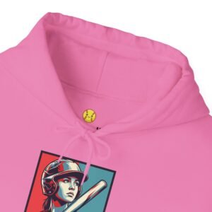 softball player graphic hoodie – vintage poster style softball sweatshirt