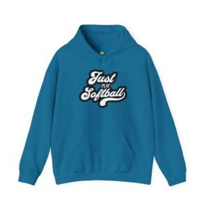 softball hoodie – "just play softball" retro script hooded sweatshirt