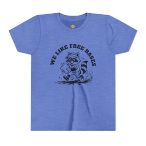 we like free bases softball raccoon graphic tee in youth sizes