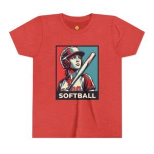 softball player graphic tee — vintage poster style softball t‑shirt in youth sizes