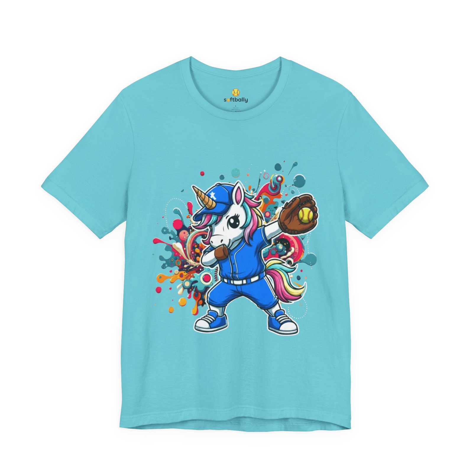 dabbing unicorn softball tee — colorful sports fun graphic t shirt dabbing unicorn softball tee — colorful sports fun graphic t shirt