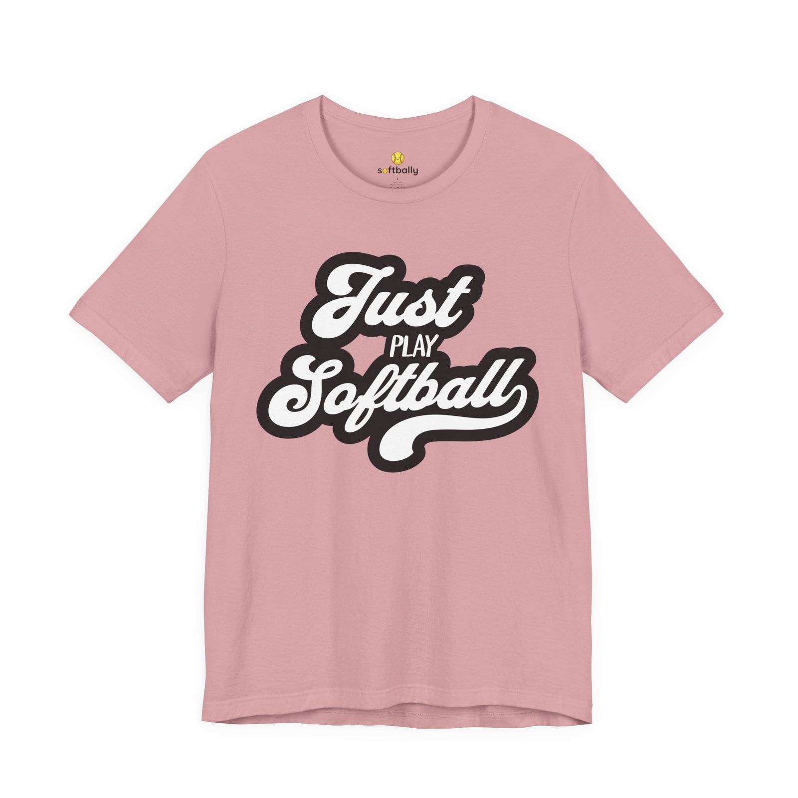 just play softball retro script t‑shirt (in pinks) just play softball retro script t‑shirt (in pinks)