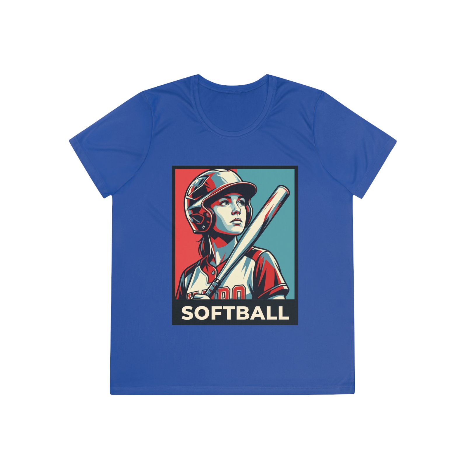 women’s softball player moisture wicking t shirt — vintage “softball” batter design women’s softball player moisture wicking t shirt — vintage “softball” batter design
