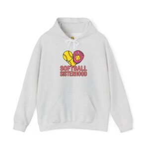 softball sisterhood hoodie — heart glove & bat softball sweatshirt