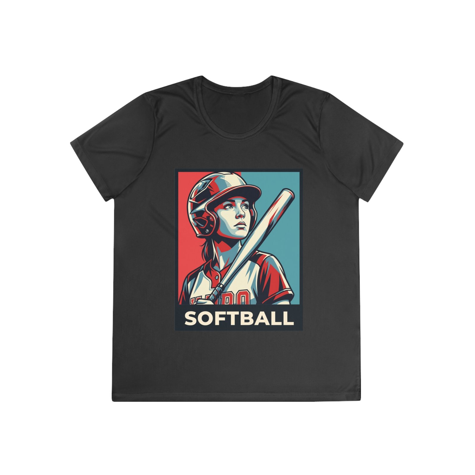women’s softball player moisture wicking t shirt — vintage “softball” batter design women’s softball player moisture wicking t shirt — vintage “softball” batter design