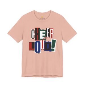 cheer loud! graphic tee — bold retro scrapbooking style shirt