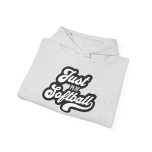 softball hoodie – "just play softball" retro script hooded sweatshirt