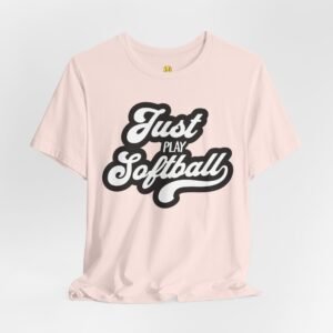 just play softball retro script t‑shirt (in pinks)