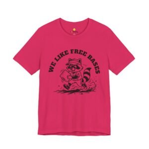 we like free bases softball raccoon graphic tee