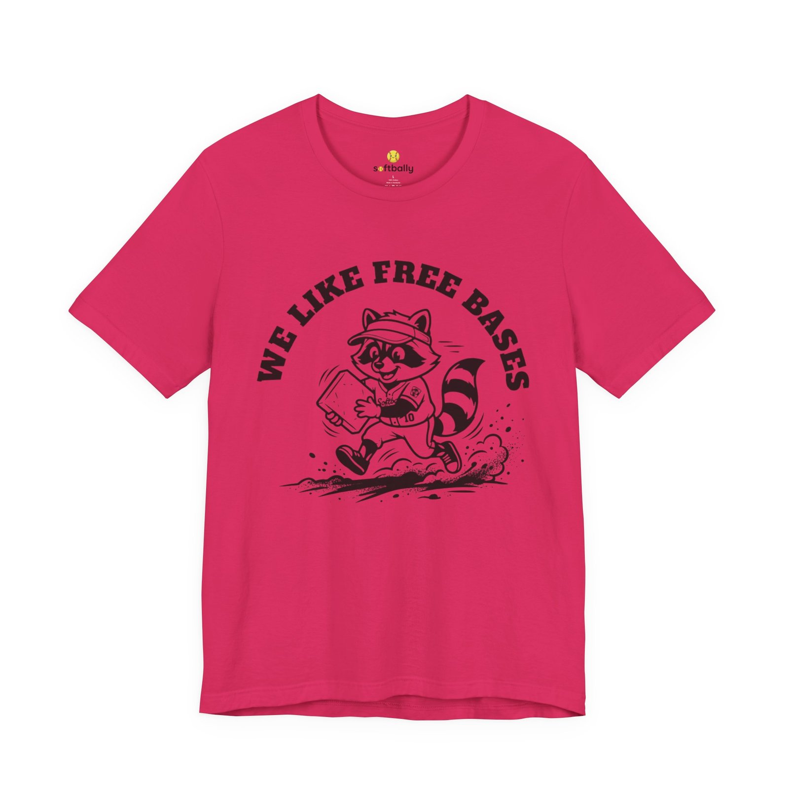 we like free bases softball raccoon graphic tee we like free bases softball raccoon graphic tee