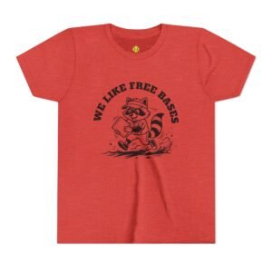 we like free bases softball raccoon graphic tee in youth sizes