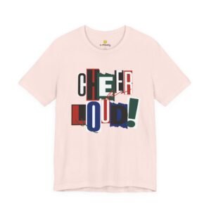 cheer loud! graphic tee — bold retro scrapbooking style shirt