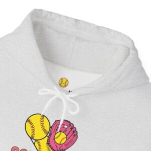 softball sisterhood hoodie — heart glove & bat softball sweatshirt
