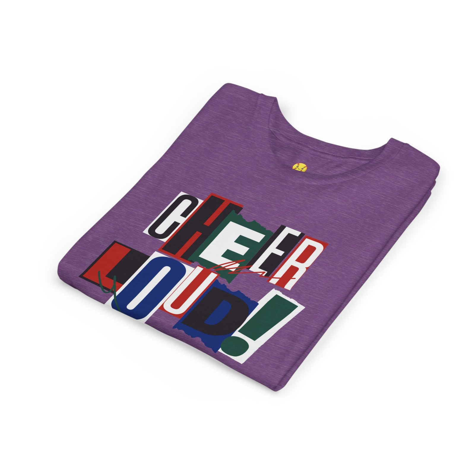 cheer loud! graphic tee — bold retro scrapbooking style shirt in youth sizes cheer loud! graphic tee — bold retro scrapbooking style shirt in youth sizes