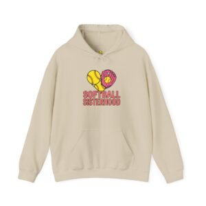 softball sisterhood hoodie — heart glove & bat softball sweatshirt