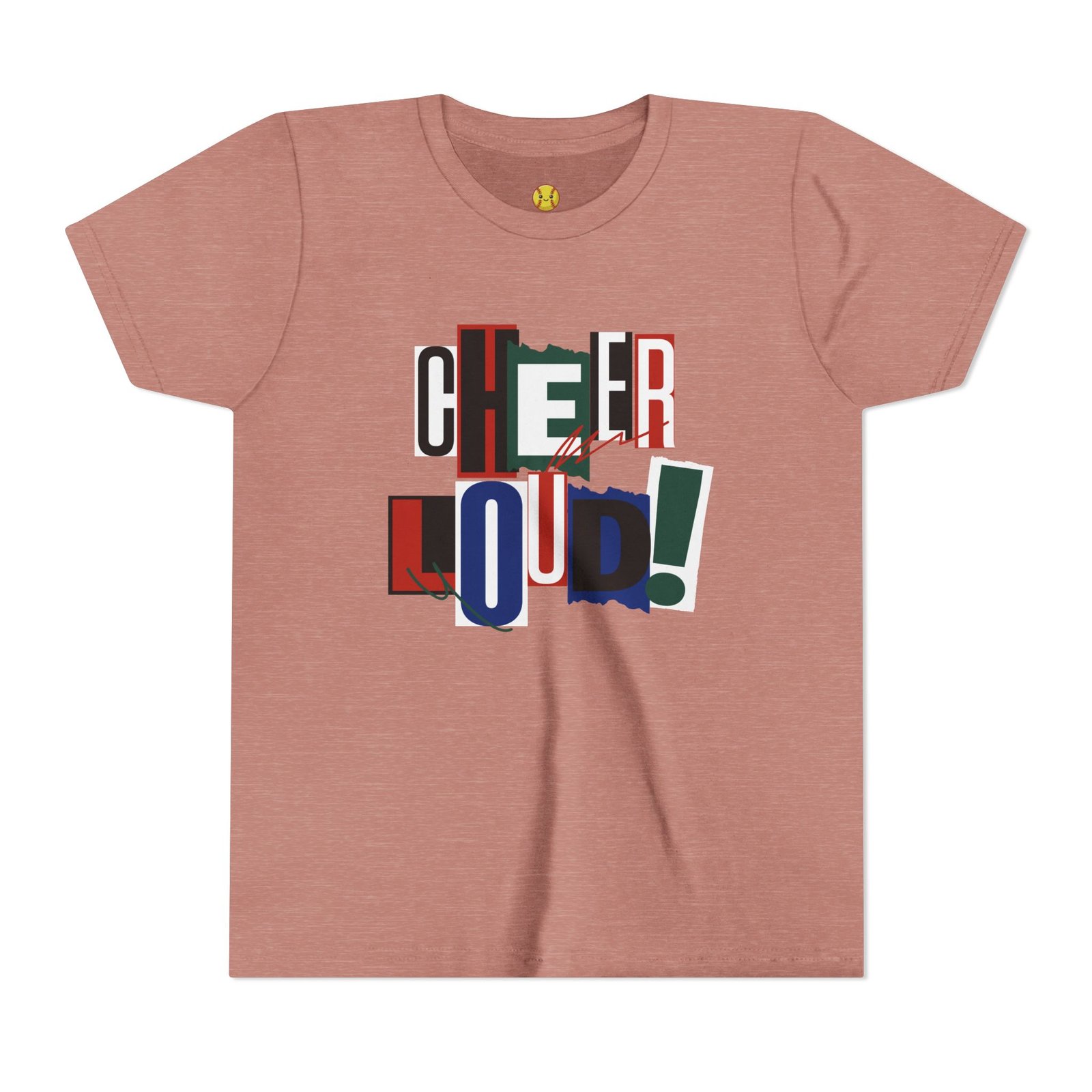 cheer loud! graphic tee — bold retro scrapbooking style shirt in youth sizes cheer loud! graphic tee — bold retro scrapbooking style shirt in youth sizes