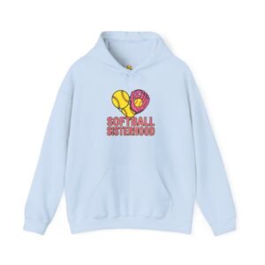 softball sisterhood hoodie — heart glove & bat softball sweatshirt