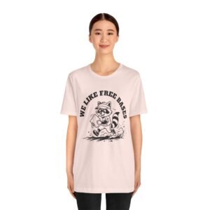 we like free bases softball raccoon graphic tee