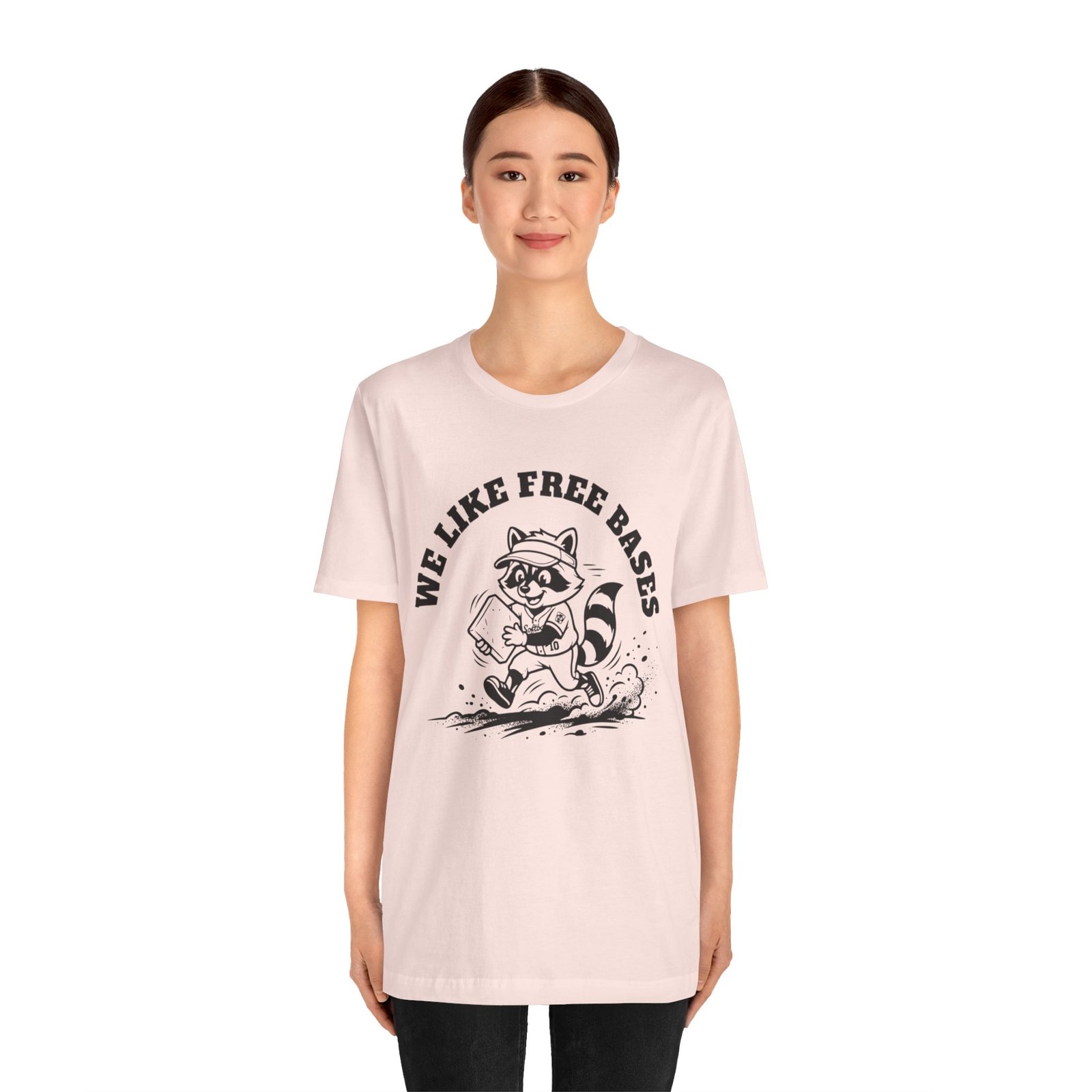 we like free bases softball raccoon graphic tee we like free bases softball raccoon graphic tee