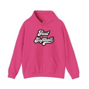 softball hoodie – "just play softball" retro script hooded sweatshirt