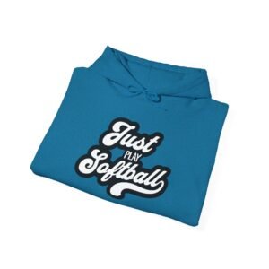 softball hoodie – "just play softball" retro script hooded sweatshirt