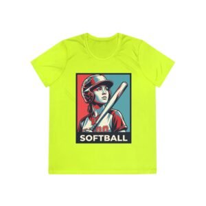 women’s softball player moisture wicking t shirt — vintage “softball” batter design