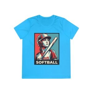 women’s softball player moisture wicking t shirt — vintage “softball” batter design