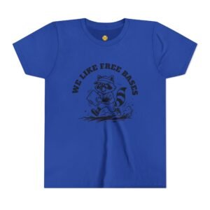 we like free bases softball raccoon graphic tee in youth sizes