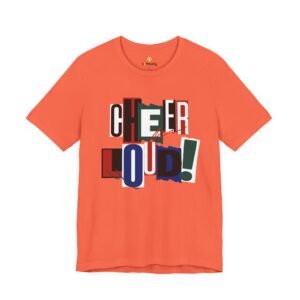 cheer loud! graphic tee — bold retro scrapbooking style shirt