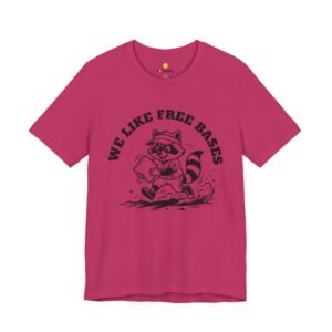 we like free bases softball raccoon graphic tee