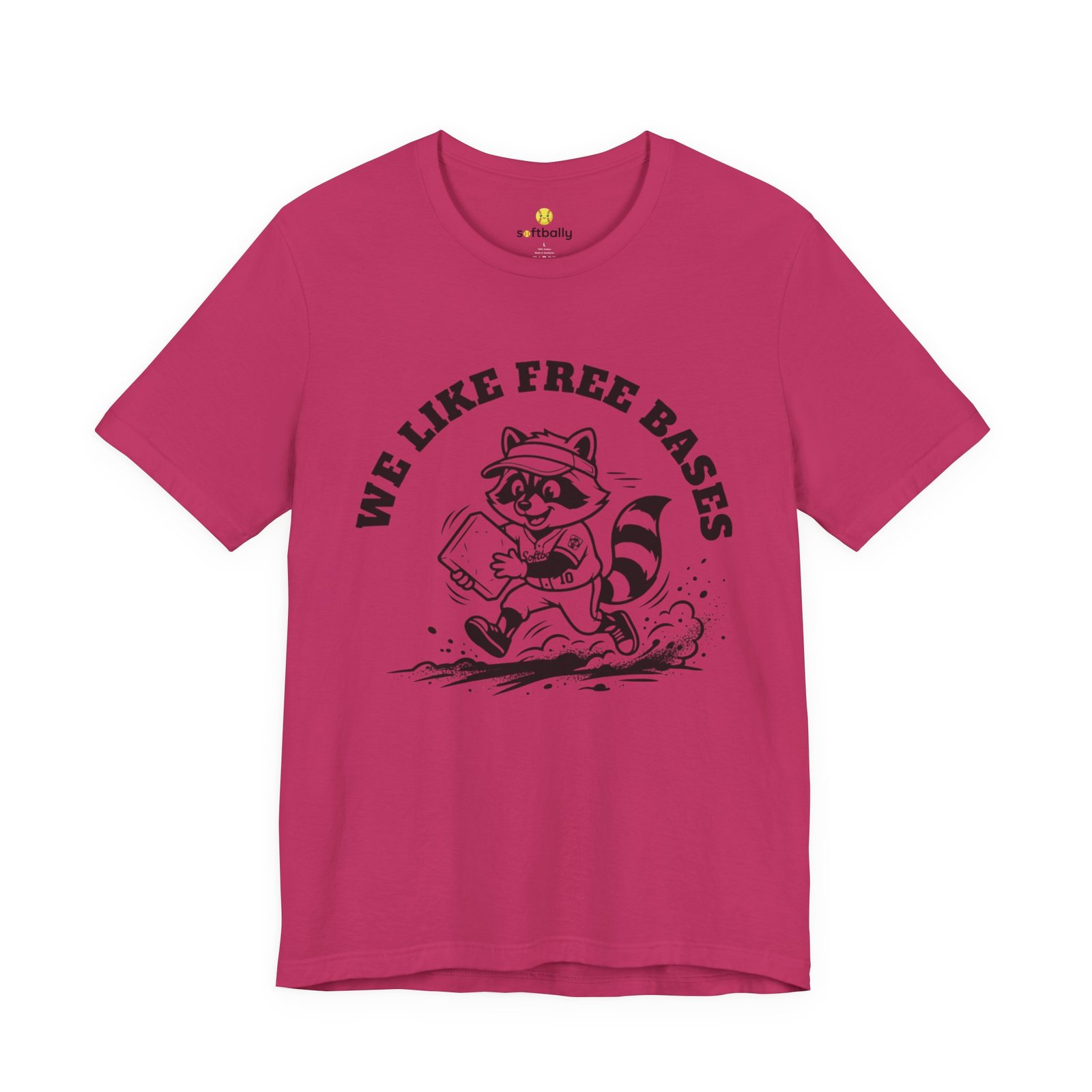we like free bases softball raccoon graphic tee we like free bases softball raccoon graphic tee