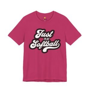 just play softball retro script t‑shirt (in pinks)