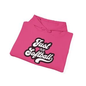softball hoodie – "just play softball" retro script hooded sweatshirt