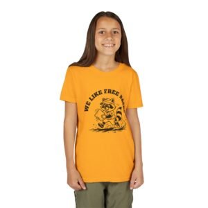 we like free bases softball raccoon graphic tee in youth sizes