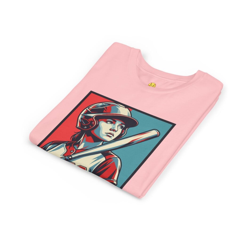 softball player graphic tee — vintage poster style softball t‑shirt in youth sizes