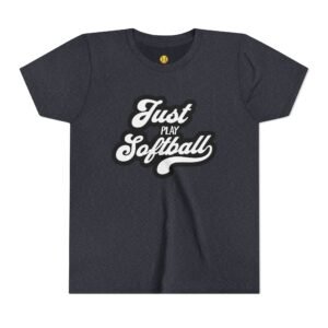 just play softball retro script t‑shirt in youth sizes