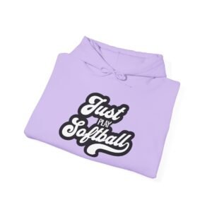 softball hoodie – "just play softball" retro script hooded sweatshirt