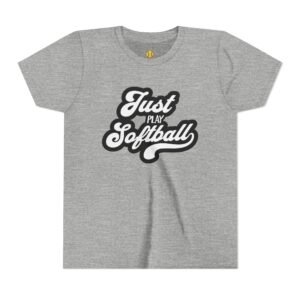 just play softball retro script t‑shirt in youth sizes