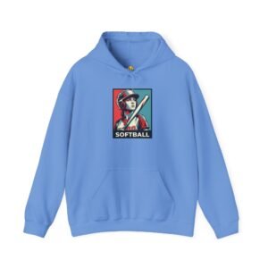 softball player graphic hoodie – vintage poster style softball sweatshirt