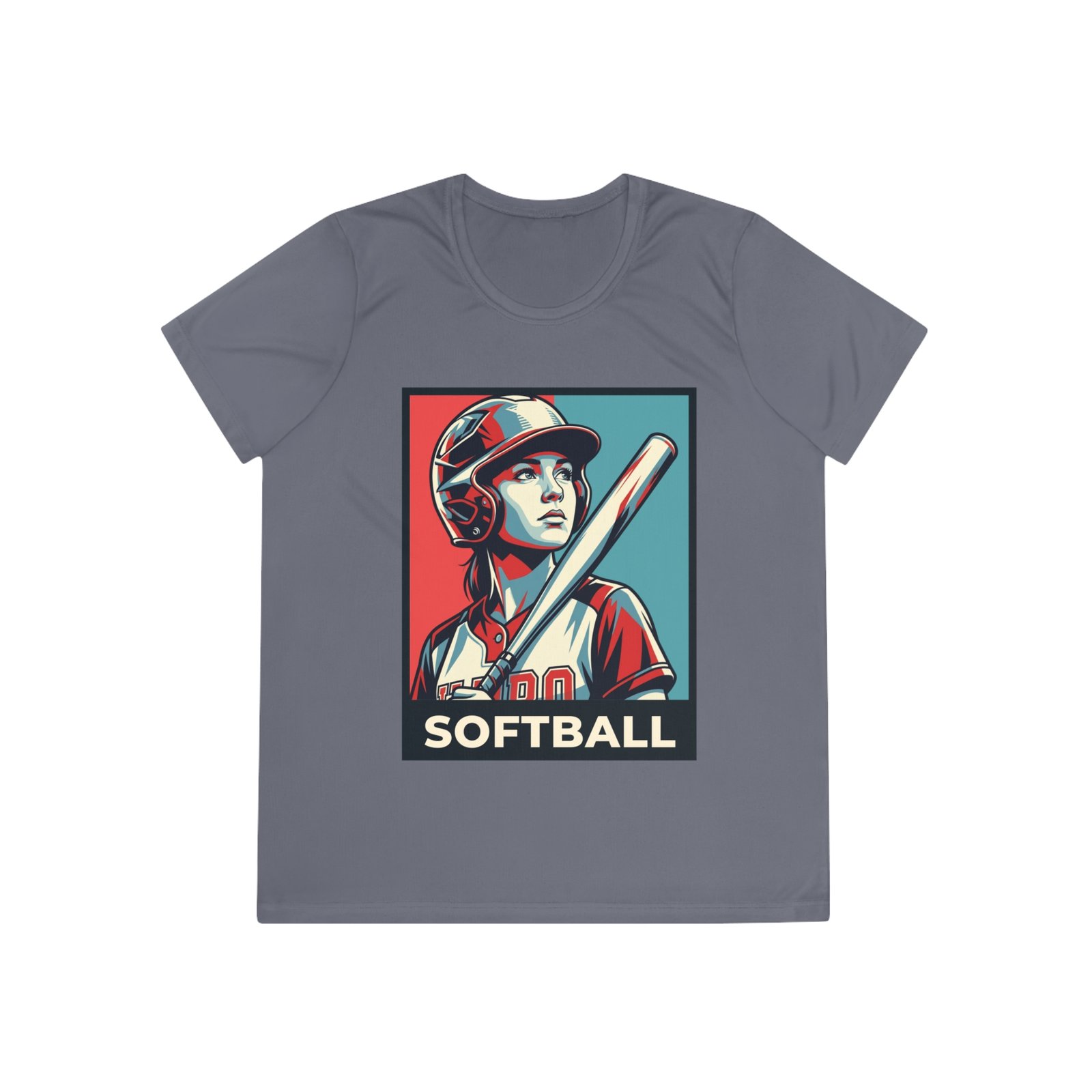 women’s softball player moisture wicking t shirt — vintage “softball” batter design women’s softball player moisture wicking t shirt — vintage “softball” batter design