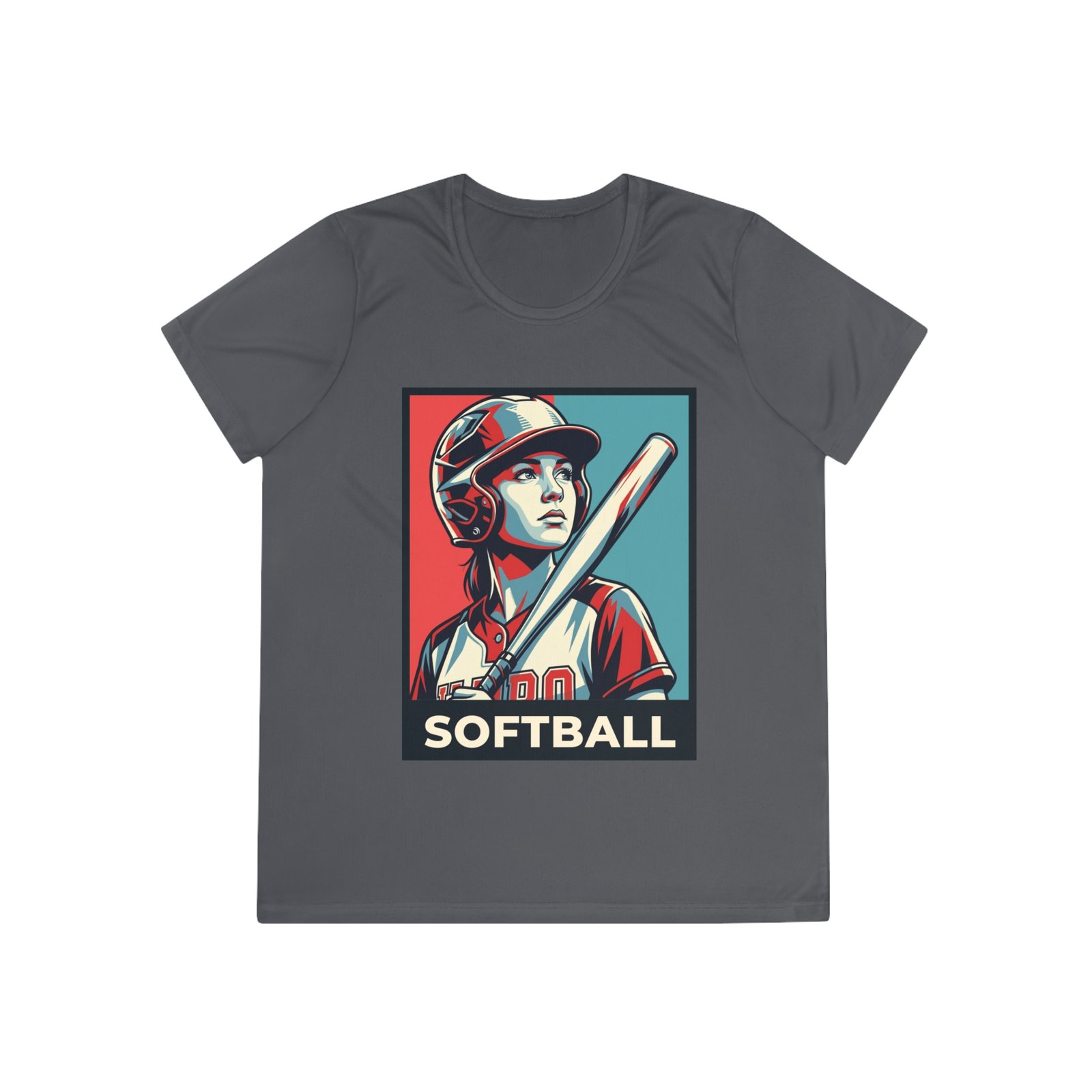 women’s softball player moisture wicking t shirt — vintage “softball” batter design women’s softball player moisture wicking t shirt — vintage “softball” batter design