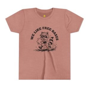 we like free bases softball raccoon graphic tee in youth sizes