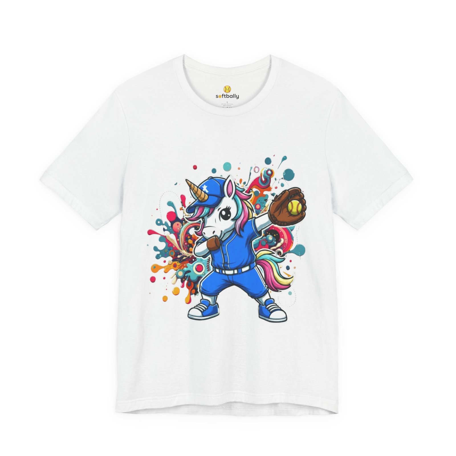dabbing unicorn softball tee — colorful sports fun graphic t shirt dabbing unicorn softball tee — colorful sports fun graphic t shirt