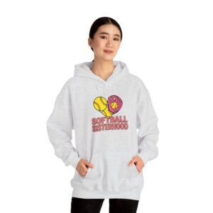 softball sisterhood hoodie — heart glove & bat softball sweatshirt